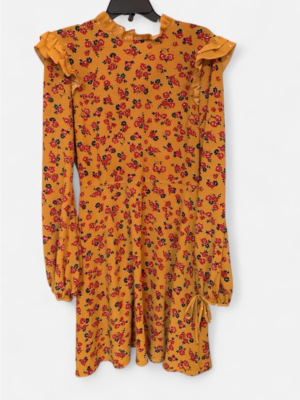 Primark Mustard Floral Ruffle Long-Sleeve Dress
